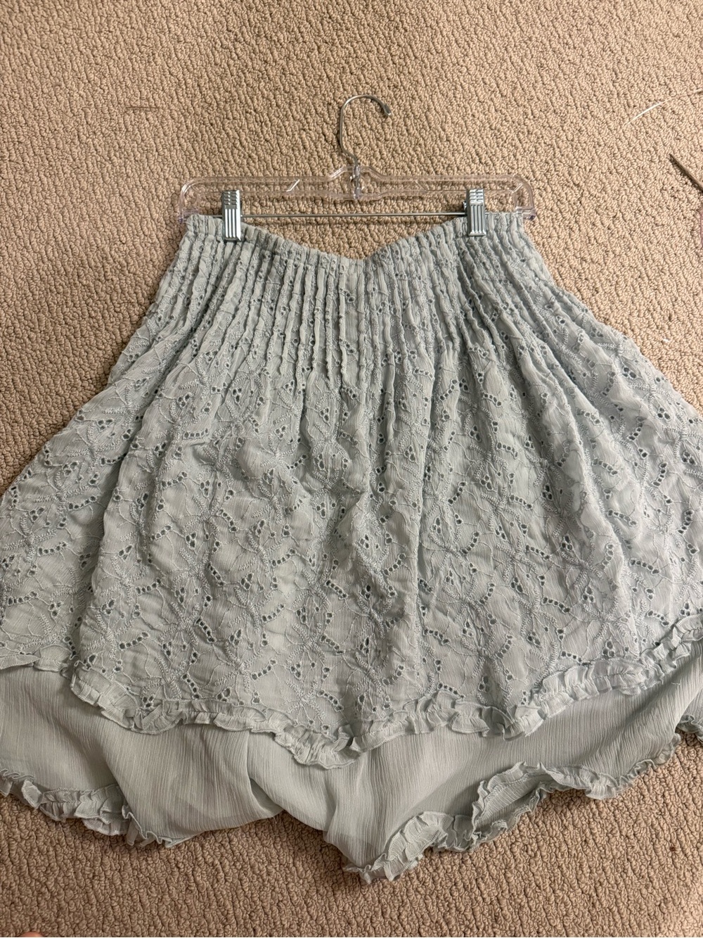 Free People Pale Blue Eyelet High-Low Skirt - Picture 2 of 4
